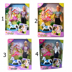 Кукла Defa в наборе с лошадкой, ребенком и аксессуарами, 29 см. (Defa, 20972d)